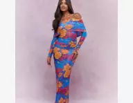 Robe longue bar dot  à manches longue