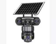 Caméra Solaire 9MP V380 Panoramique 360 WIFI Capteur Trois Objectifs